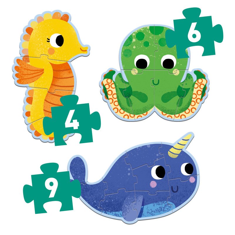 פאזל 4-6-9 חיות הים Djeco