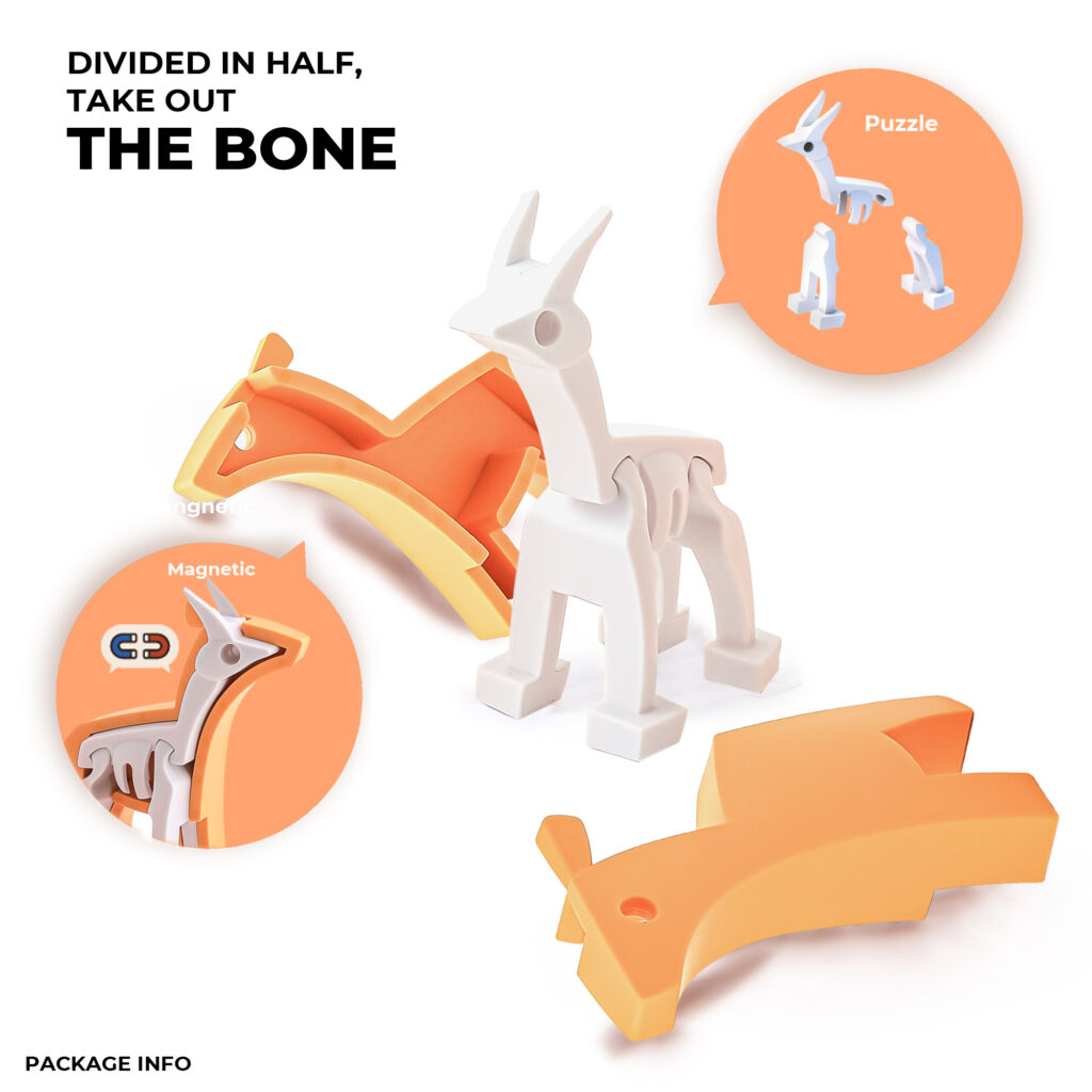 הרכבה אימפלה מגנטי עם שלד וסביבת מחיה 3D Halftoys