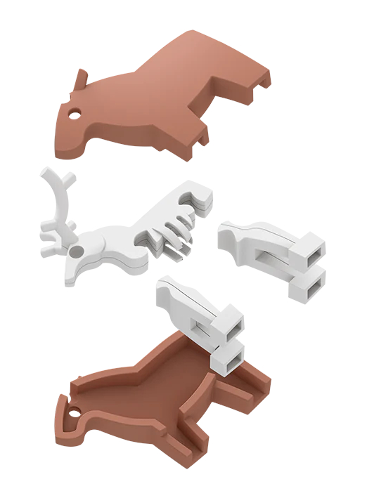 הרכבה אייל מגנטי עם שלד וסביבת מחיה 3D Halftoys