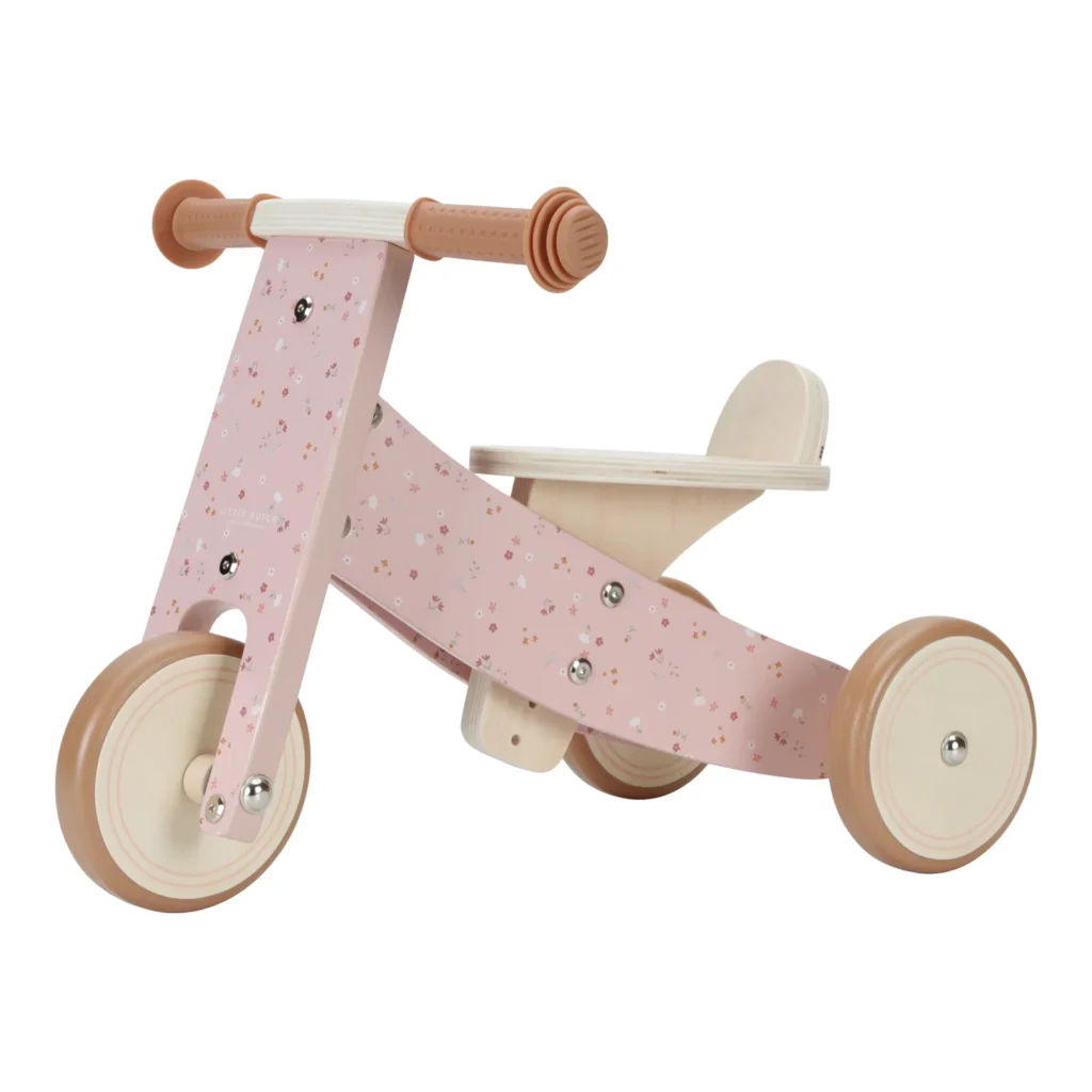 בימבה 3 גלגלים מעץ (ורוד) Little Dutch