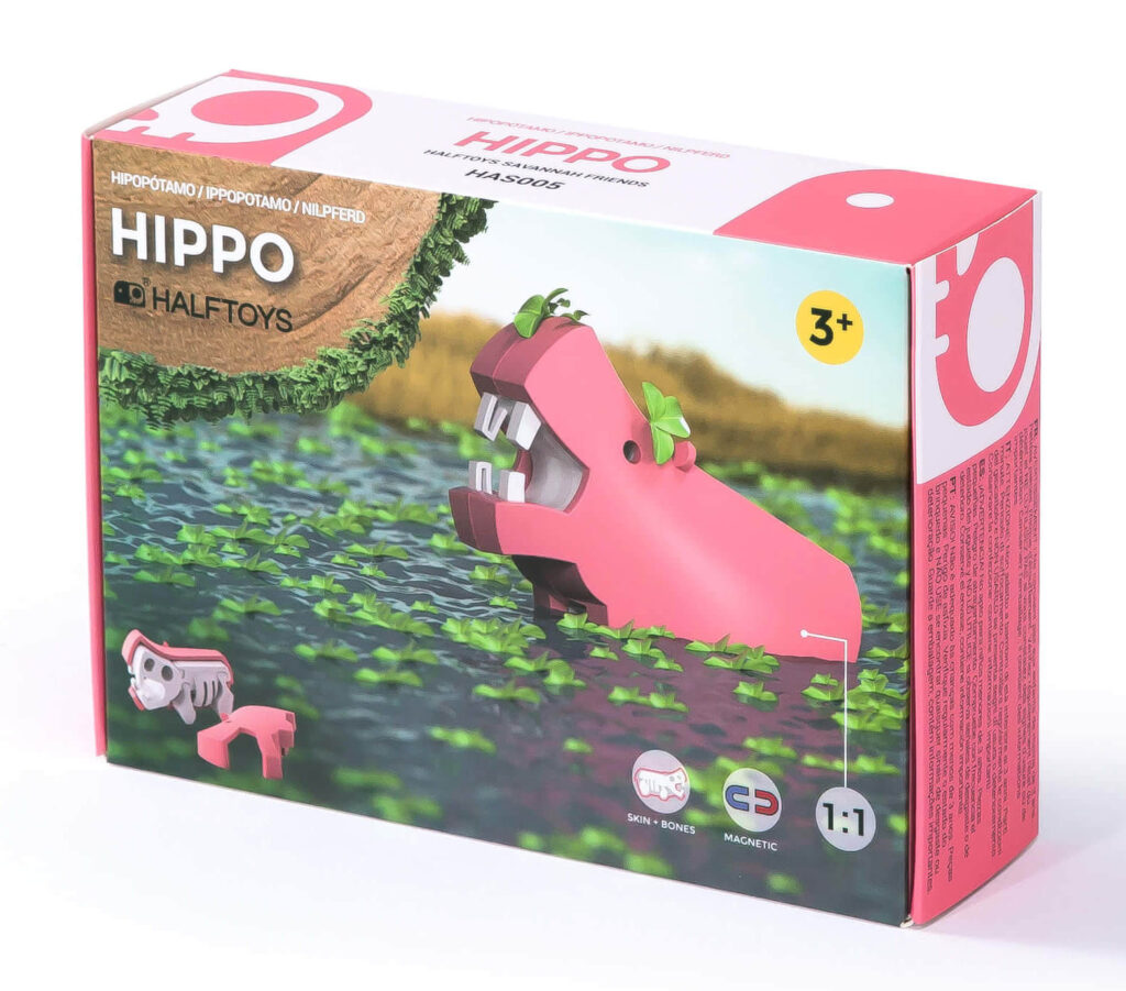 הרכבה היפופוטם מגנטי עם שלד Halftoys