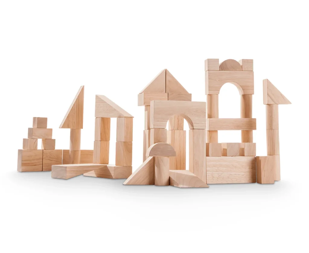 50 קוביות עץ טבעי גדולות Plan Toys