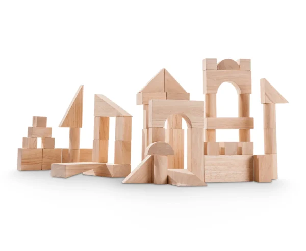 50 קוביות עץ טבעי גדולות Plan Toys