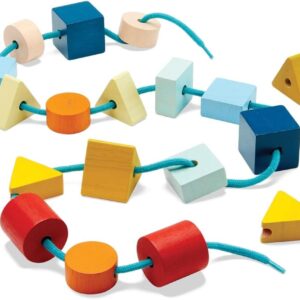 משחק השחלת צורות גיאומטריות צבעוני מעץ Plan Toys