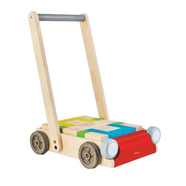 הליכון עגלת קוביות עץ Plan Toys