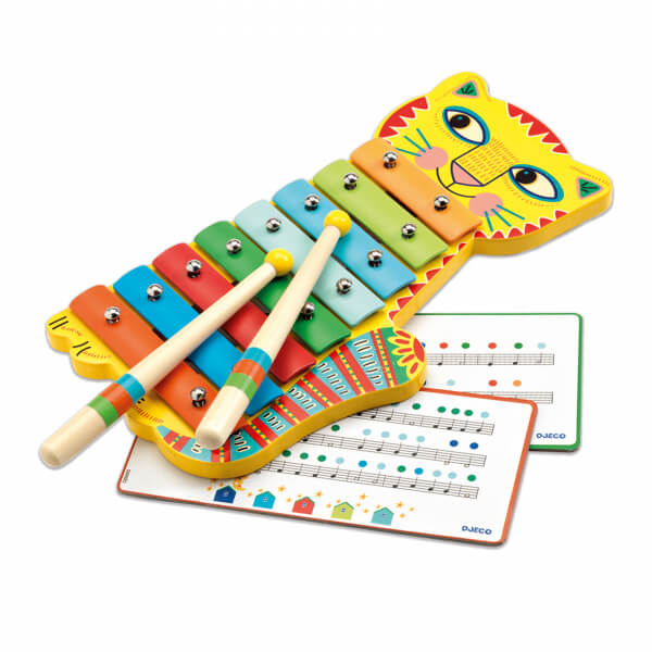 כלי נגינה לילדים קסילופון עץ ומתכת חתול Djeco