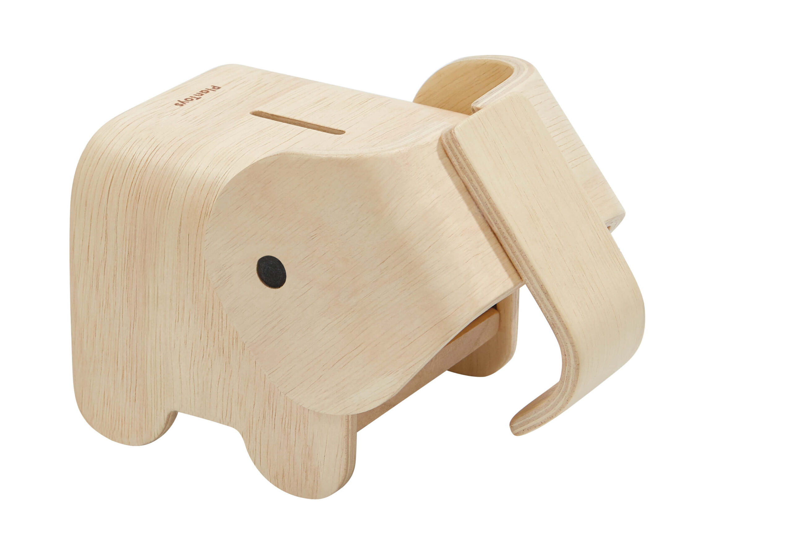 קופת חיסכון פיל מעץ גוון טבעי Plan Toys