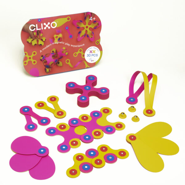 קליקסו Clixo ערכת 30 חלקים מגנטיים ורוד צהוב