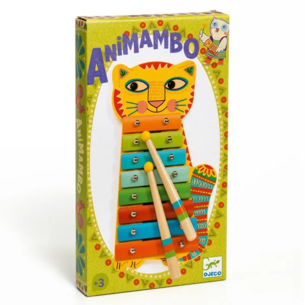 כלי נגינה לילדים קסילופון עץ ומתכת חתול Djeco