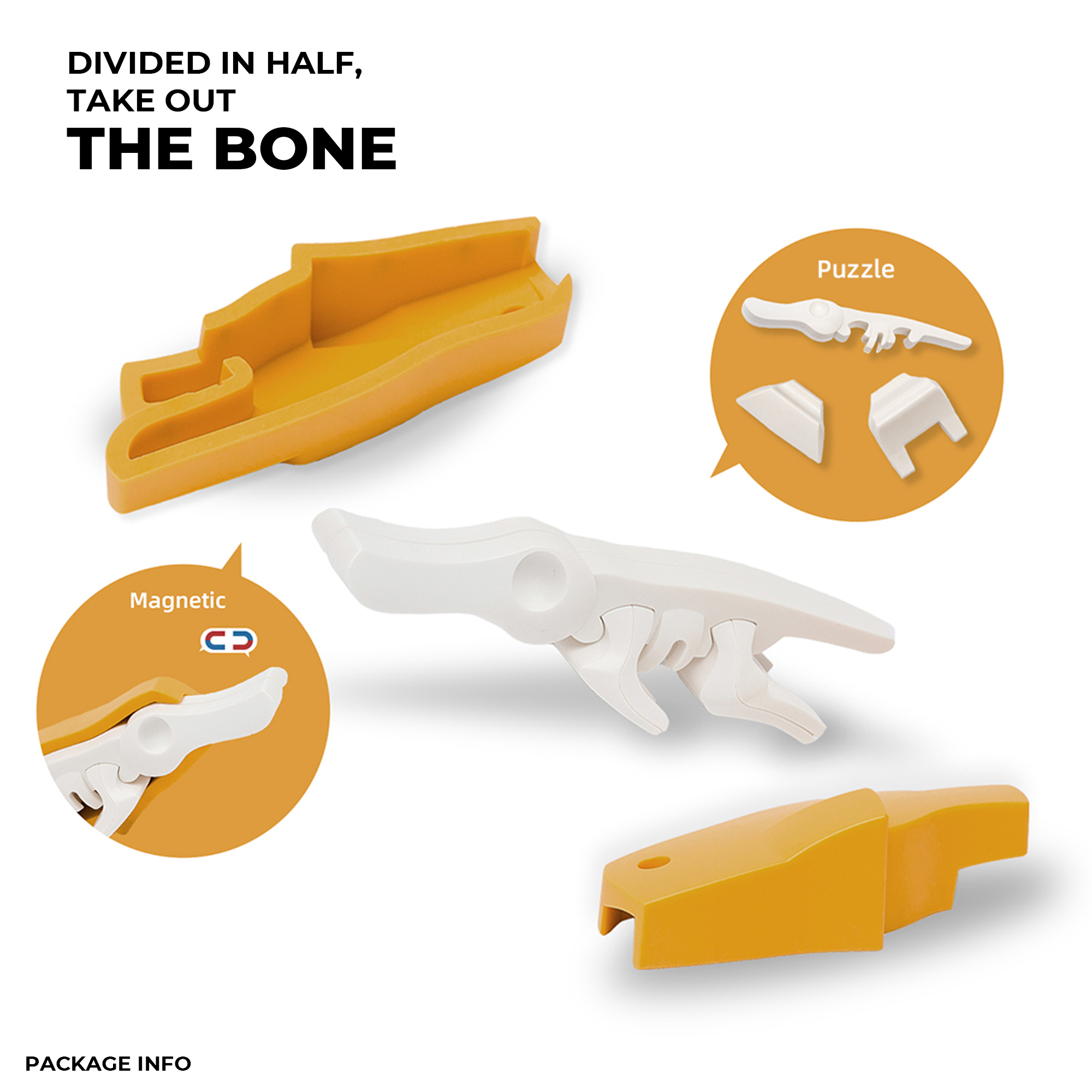 הרכבה ברווזון מגנטי עם שלד וסביבת מחיה 3D Halftoys
