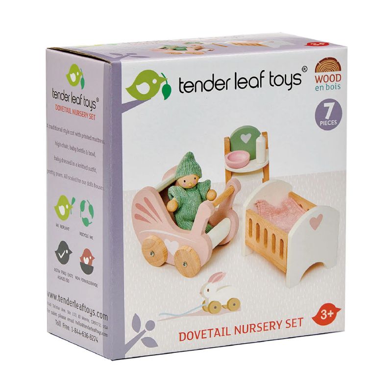 סט ריהוט לבית בובות חדר תינוק מעץ Tender Leaf